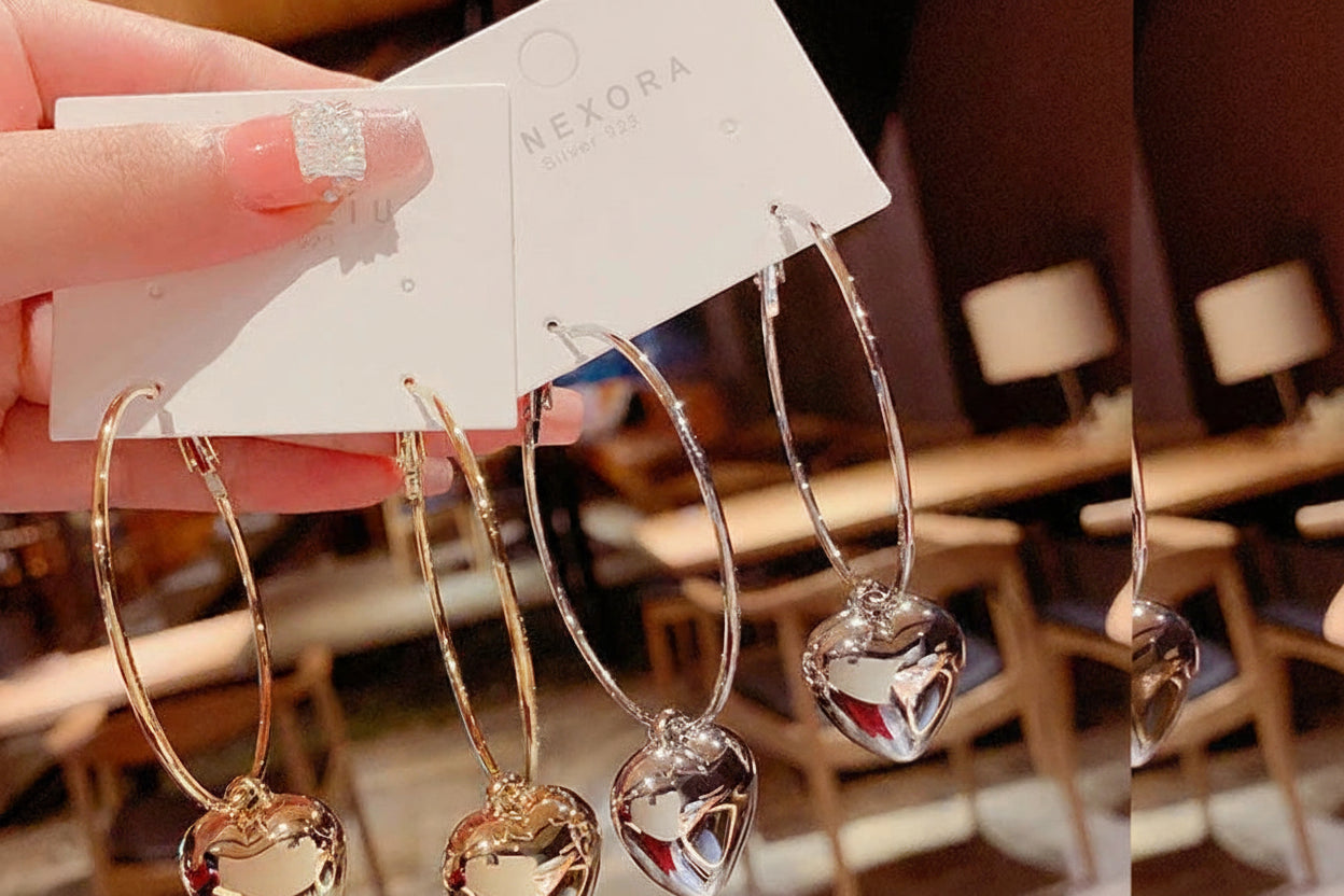 Crystal Heart Drop Earring