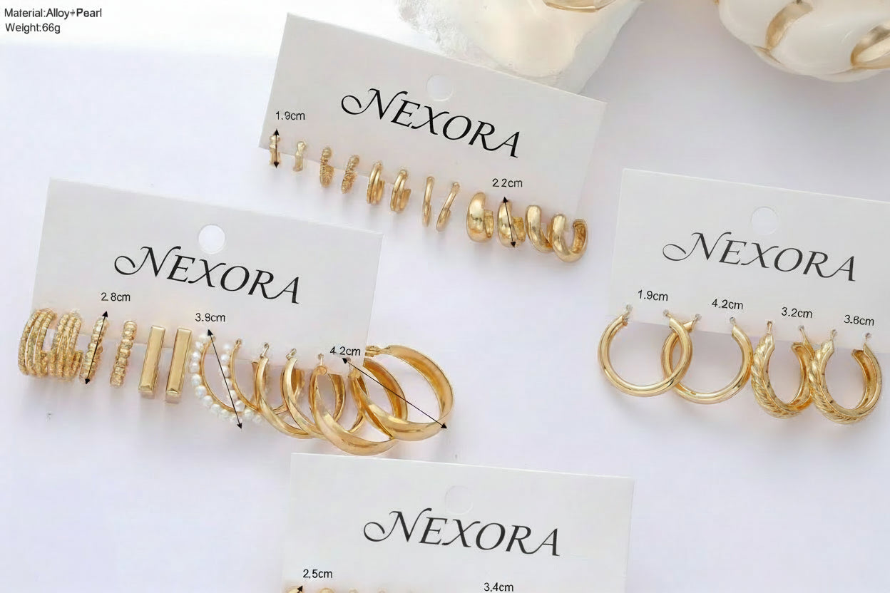 Golden Geometric Hoop Earring Set